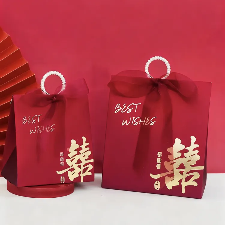 新款结婚专用喜糖盒新款回礼婚礼手提喜糖袋子糖果礼盒订婚糖盒子