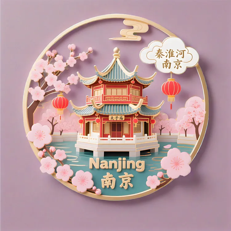 南京金属立体镂空磁吸旅游景点纪念品冰箱贴磁吸文创冰箱贴秦淮河