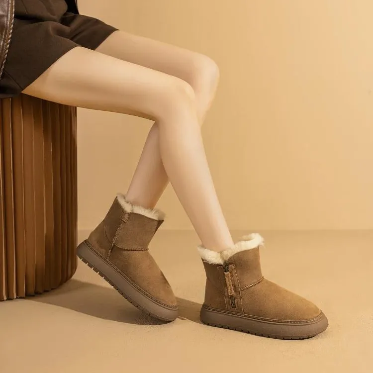 【双12爆款】卡美多/2025冬季商场时尚百搭皮毛一体防寒加绒雪地靴