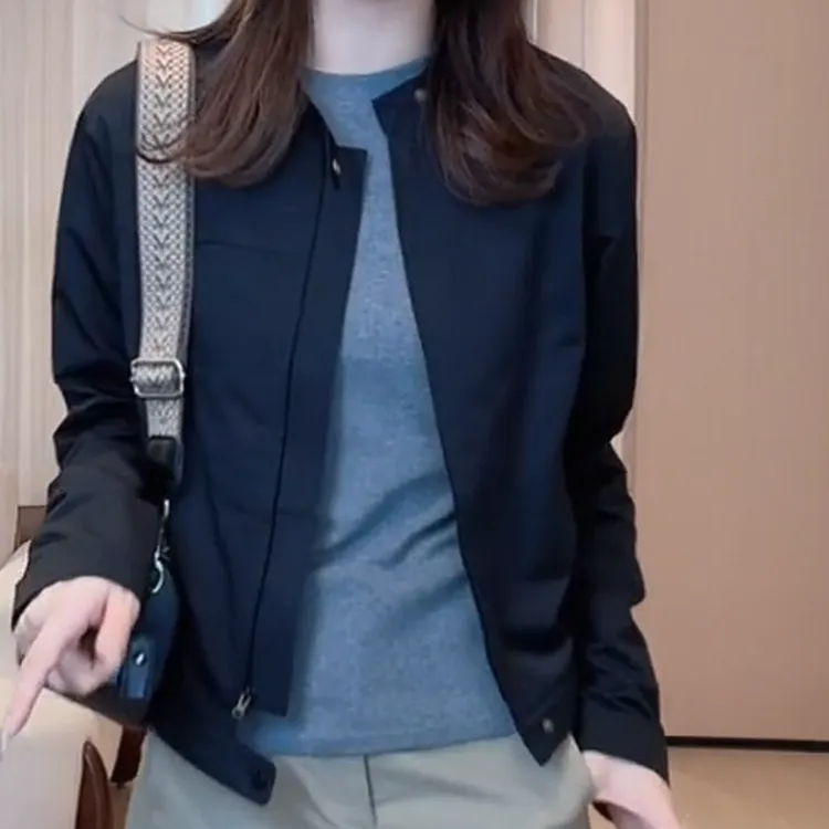 早秋防风韩版简约女夹克短外套女简约气质小短款上衣C6101