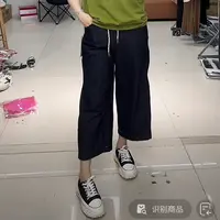 小施家时尚百搭固色松紧腰八分牛仔裤6798