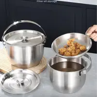 提手猪油罐加厚不锈钢盆料理锅带盖调理锅厨房调料缸猪油盆礼品套