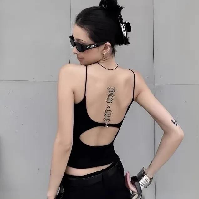 {高质量乳胶胸垫}细肩带镂空吊带背心女夏美背小众设计感辣妹外穿