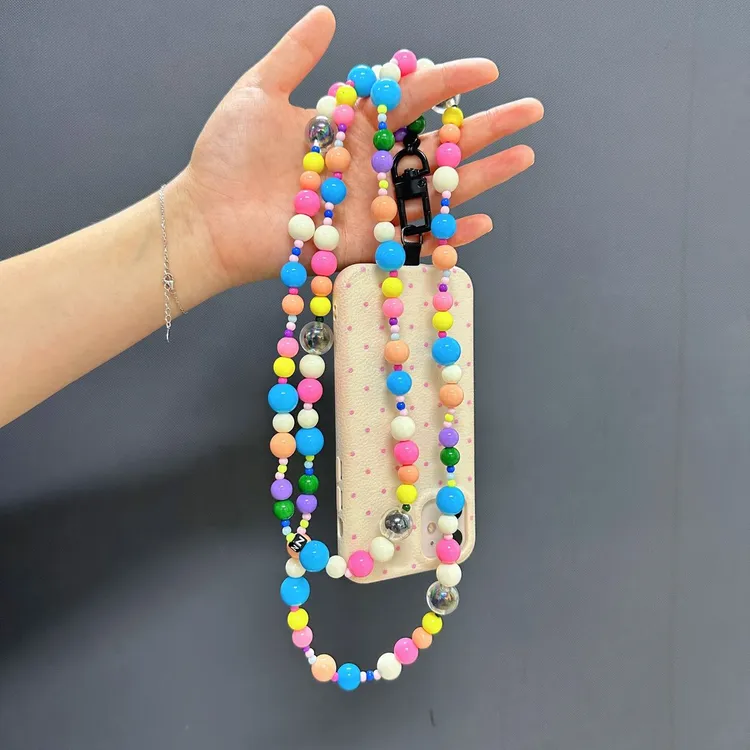 多巴胺彩虹泡泡手机链时尚百搭手机串珠肩带挂绳可斜挎可手拎夏天