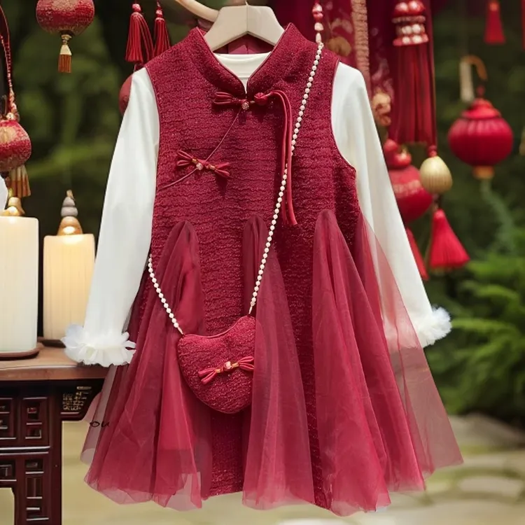 女童冬季少女风秋季公主风连衣裙中国风唐装裙子公主裙礼服87771