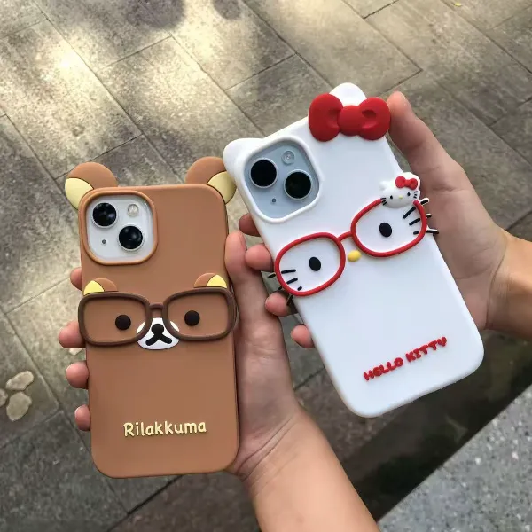 眼镜KT猫轻松熊适用苹果16PRO手机壳iPhone15硅胶14/13/12/11新款