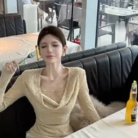 粉红PINK丨“惬意时光”INS风时尚荡领重工亮片百搭上衣FH25D4T3573