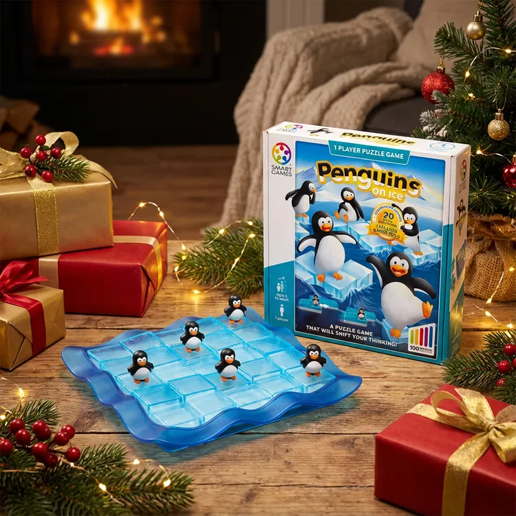 SmartGames企鹅滑滑冰6岁+趣味拼图拼块滑动变形空间规划益智玩具