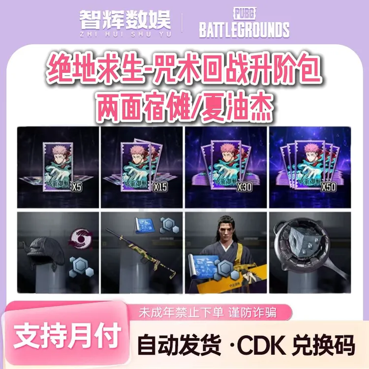 PUBG绝地求生咒术回战联名两面宿傩夏油杰升阶包CDK兑换码【GB包】