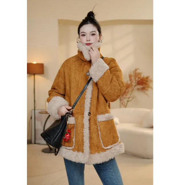 【活动专属】2025新款双面穿100%全羊毛皮草中长款宽松外套25065