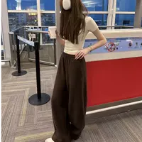 舒适出游~一条过冬 加绒高腰卫裤拖地裤