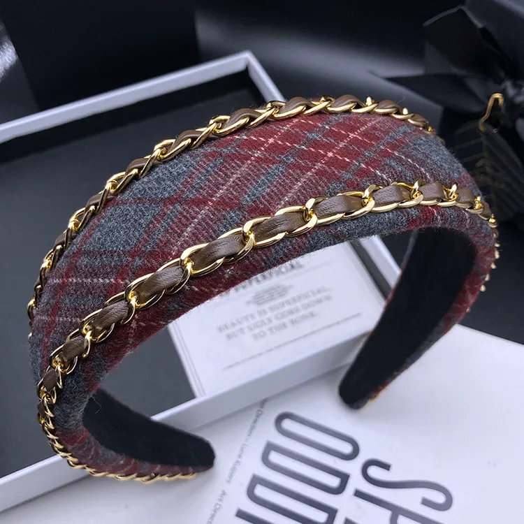 法式链条小香风发卡发箍女新款高级感轻奢气质百搭宽边高颅顶头箍