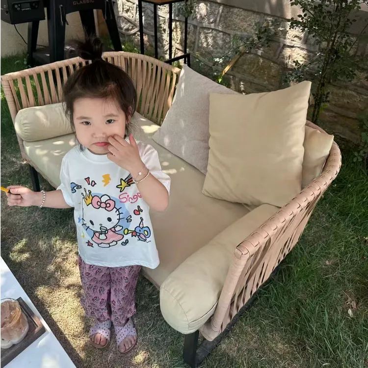壹妈童装女童夏季套装新款洋气儿童休闲百搭印花短袖t恤碎花裤子