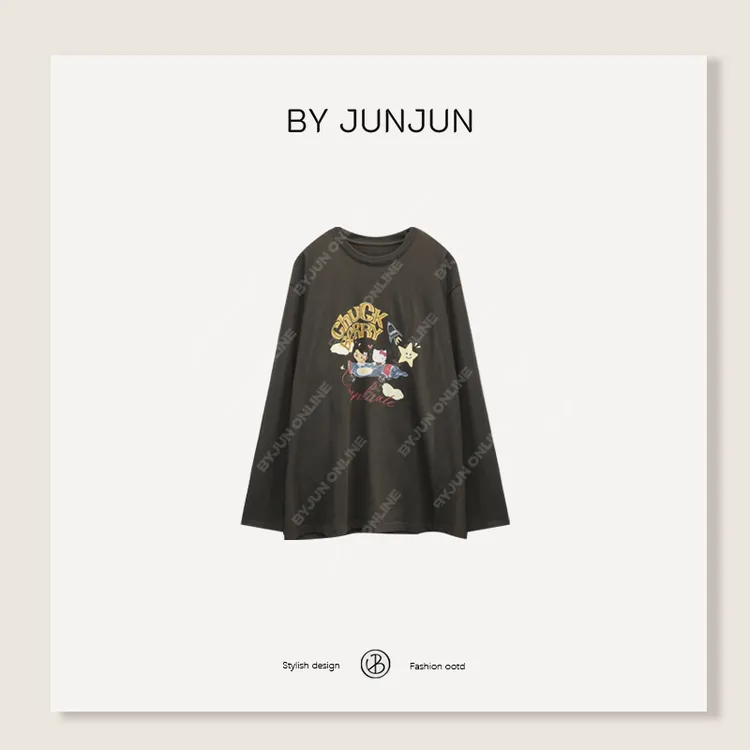 BYJUNJUN【遨游太空】索罗娜面料长袖T恤