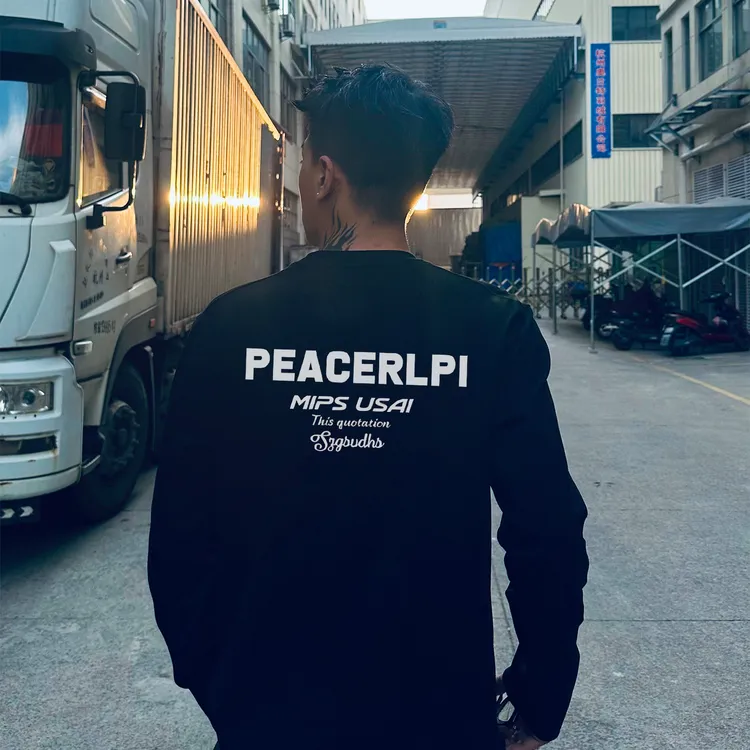 280G纯棉圆领宽松重磅长袖T恤秋季百搭潮流简约休闲印花美式ins