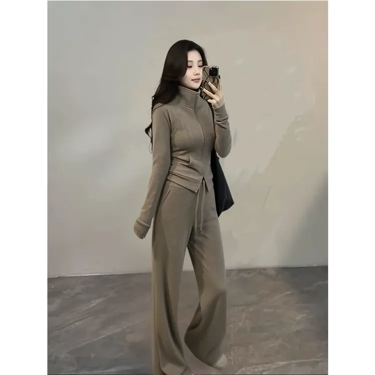 现货.【大婷婷】冬季新款休闲慵懒时尚套装上衣抽绳+长裤阔腿裤