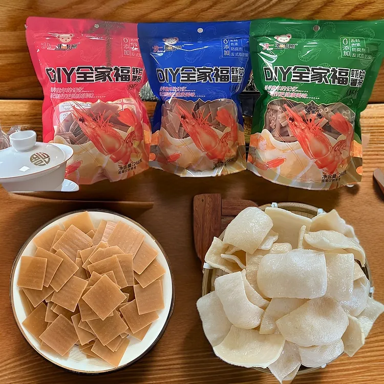 俊一乖乖熊[DIY全家福虾片虾棒]~零添加网红自炸混搭坯料童年记忆