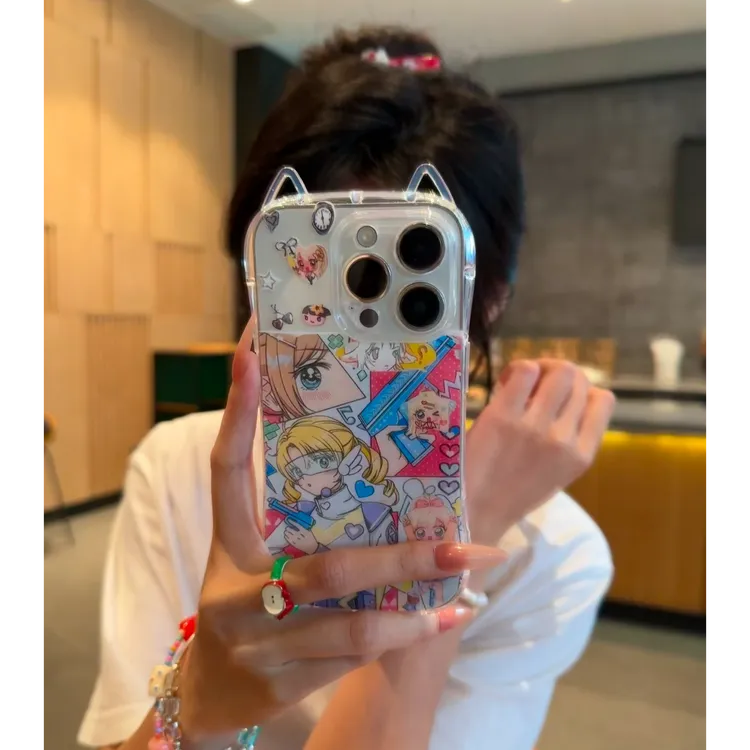 BANCA动漫女孩插画适用苹果16/17猫耳手机壳华为vivo小米15oppo