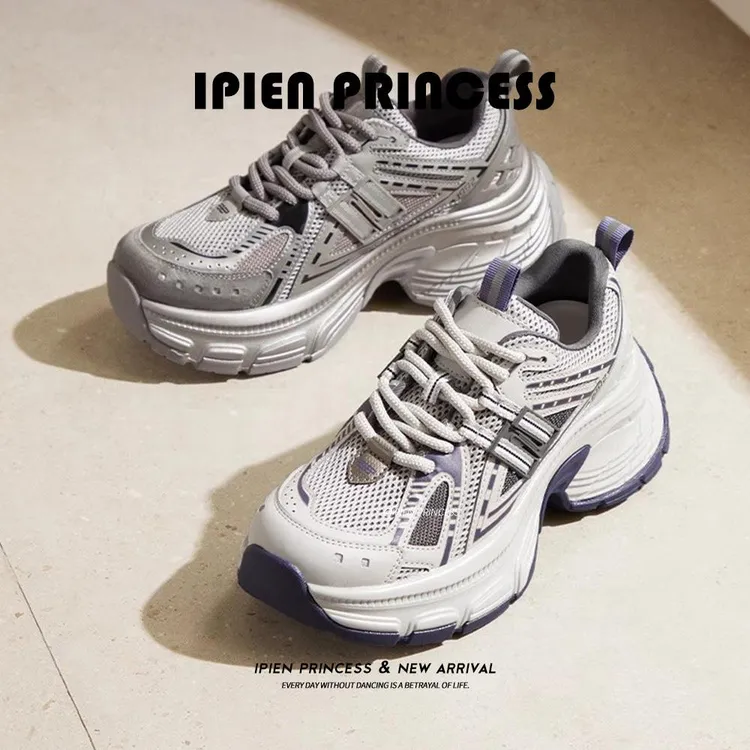 复古轻便松糕软底运动鞋百搭增高休闲鞋2025春季新款厚底老爹鞋女