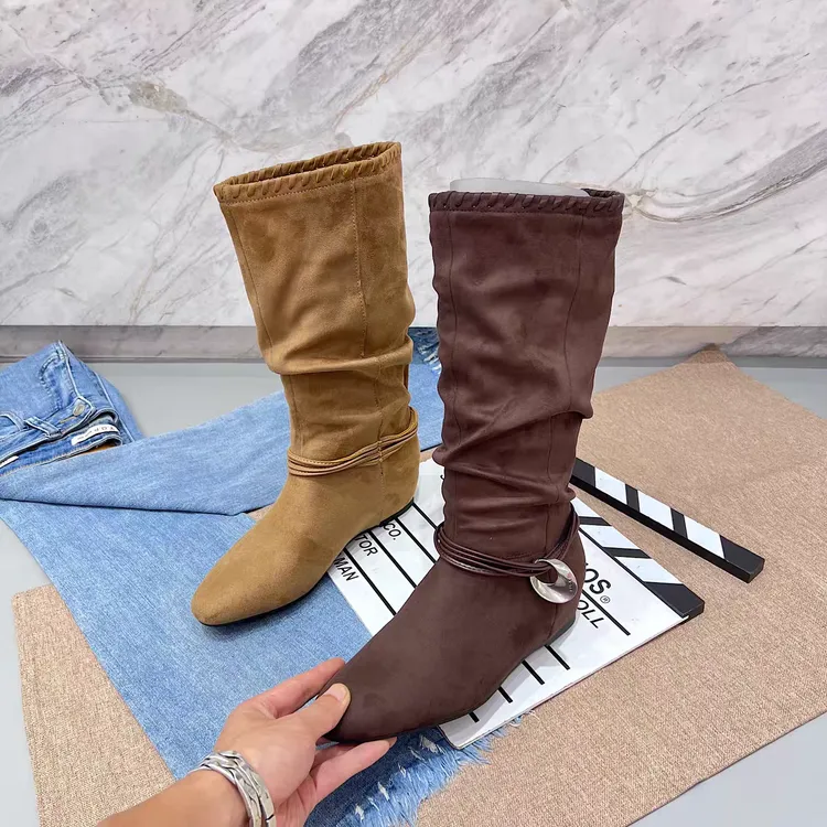 【米热】881-秋冬新款时尚百搭瘦瘦靴马丁靴女英伦风短筒切尔西靴子