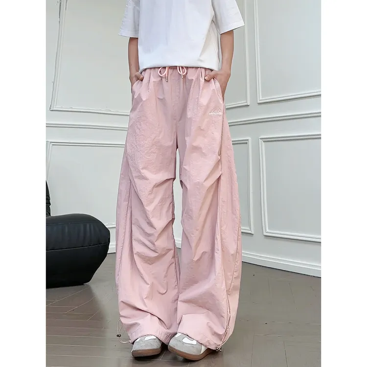 美式潮牌高街设计感男生刺绣百搭复古阔腿春高街弯刀宽松休闲长裤