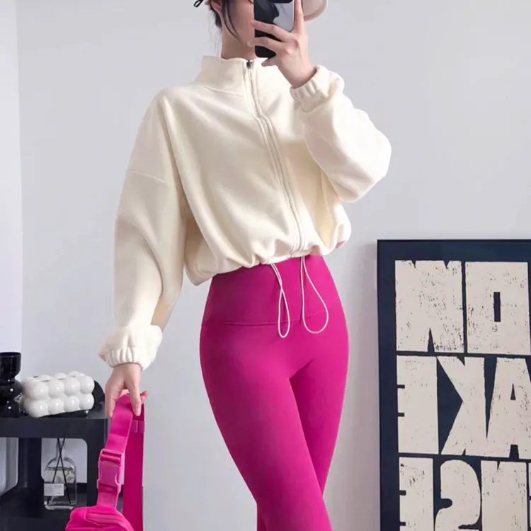 XN127户外运动外套女双面奥粒绒加厚保暖显瘦宽松健身瑜伽服上衣
