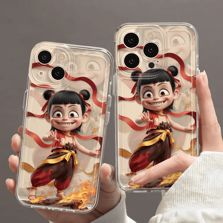 春节卡通哪吒适用苹果16PRO新款手机壳iPhone15新年14/13软壳透明