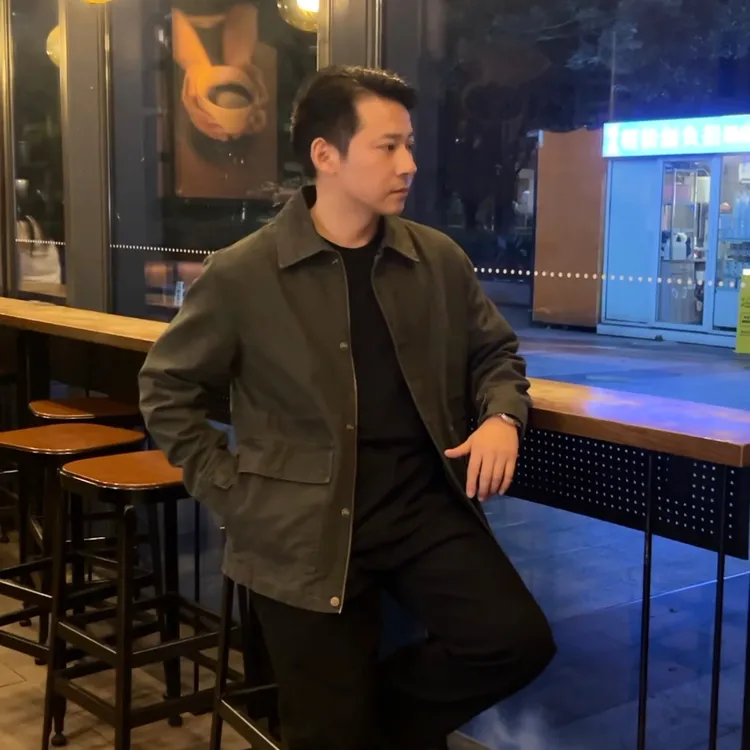 GuuRest/古休宽松复古秋季舒适纯棉中长款长袖夹克经典潮流百搭