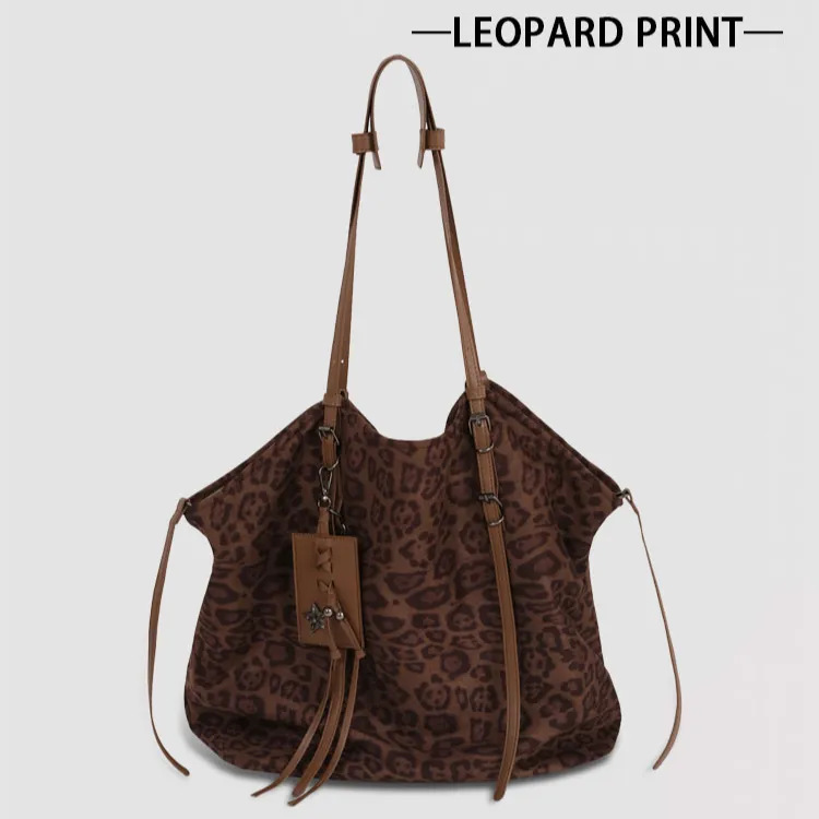 豹纹包包女款爆款2025新款百搭大容量便携包通勤手提单肩包托特包