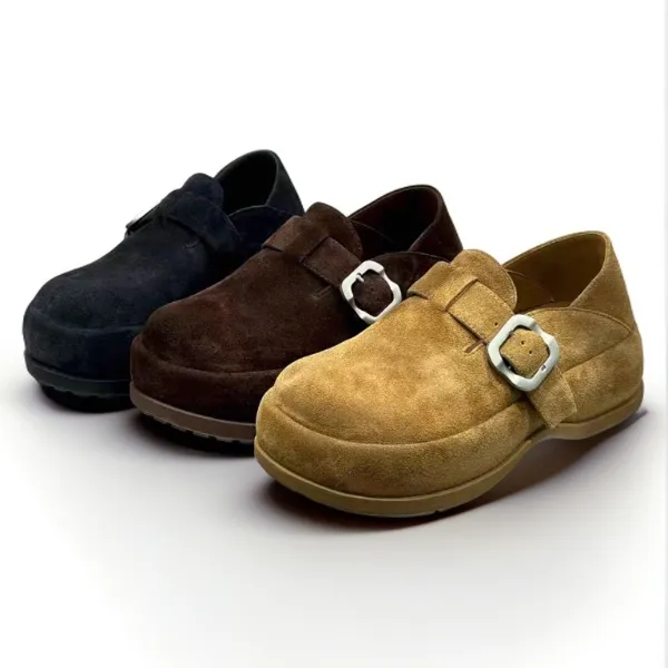 2025秋季新款真皮厚底女百搭单鞋一脚蹬女鞋女款高颜值厚底鞋