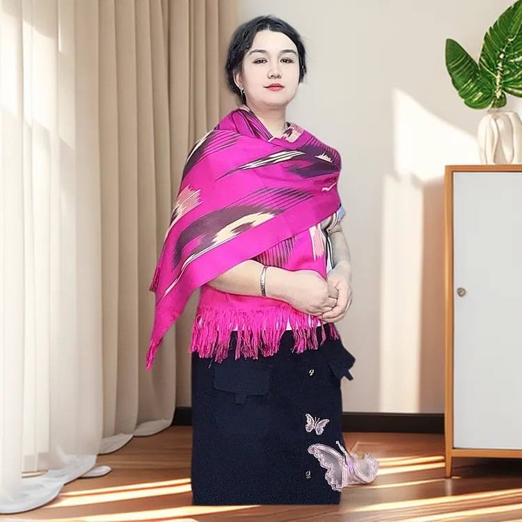 2025春季新款新疆和田艾特莱斯围巾手工染60-180cm