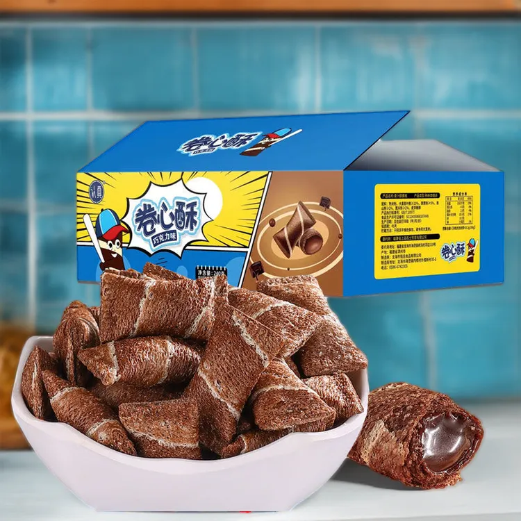 老字号认真巧克力卷心酥经典正品2024代餐饱腹高端休闲零食蛋酥卷