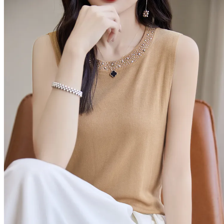 气质圆领薄款外穿凉感汉麻针织吊带百搭性感风女士背心