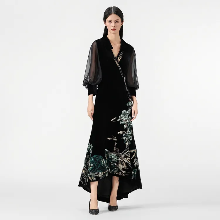 SUSSI/古色丝绒X型拖地款大礼服
