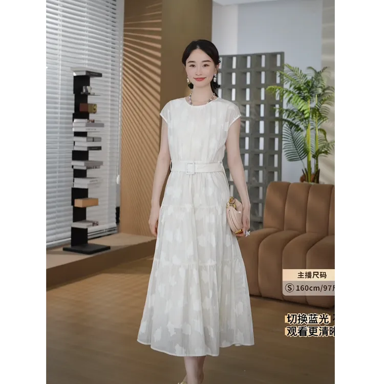 HELA AOMI“月光铃兰”醋酸羊毛小清新竖纹不规则连衣裙CY5BC72471