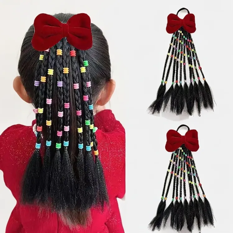新女童彩色扎头发辫子宝宝拳击辫假发马尾辫儿童编发绳脏脏辫造型