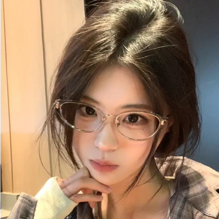 猫眼眼镜近视女度数可配高级感素颜小框冷茶色眼镜框方圆脸框