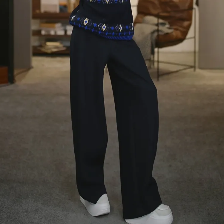 溶溶【积冬厚附裤】RONGRONG 羊毛混纺软糯厚绒里保暖实穿阔腿裤G51