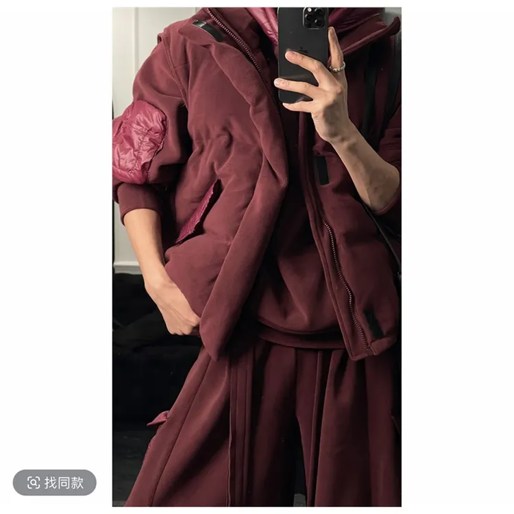 高级感冬季新品时尚高级美式三件套穿搭连帽卫衣保暖马甲休闲长