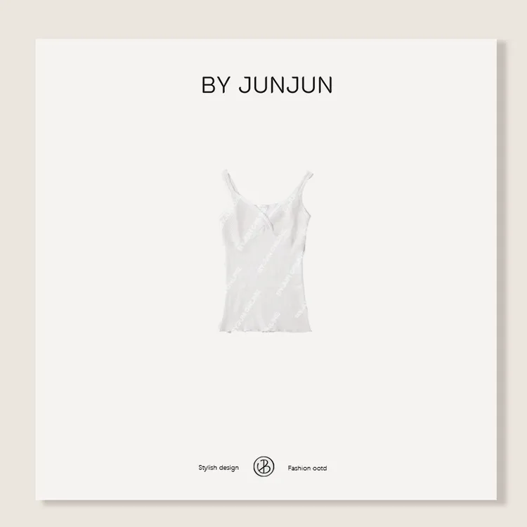 ByJunjun【芭比吊带】V领花边镂空吊带背心显瘦百搭打底秋冬女装