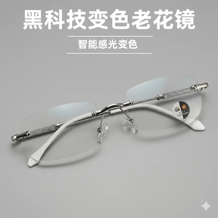 【智能对焦】新款变色老花镜黑科技防蓝光眼镜建议（46-70岁佩戴）