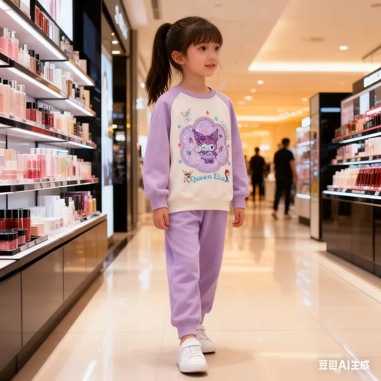 女童春秋款棉质亮片纯棉卫衣儿童卡通翻转变色亮片长袖春季卫衣