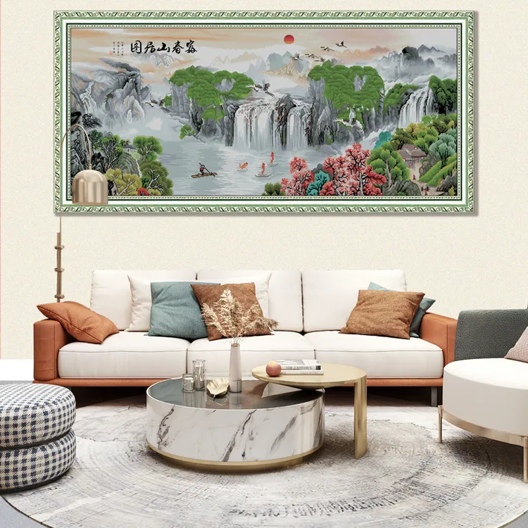 钻石画2025新款满钻自己贴中式名画富春山居图客厅书房用背景装饰