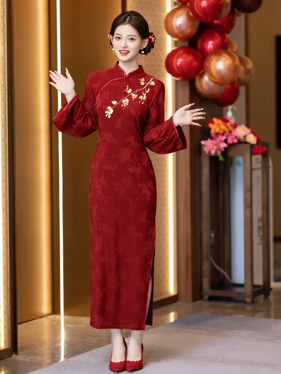 【忘夏】早秋红色旗袍女新中式2025新款连衣裙复古气质敬酒服订婚