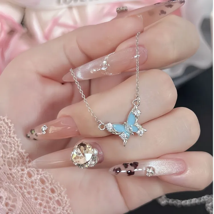 URNSSORE/昂色 坠链均925银 梦幻蝴蝶项链女生夜光珐琅吊坠送女友