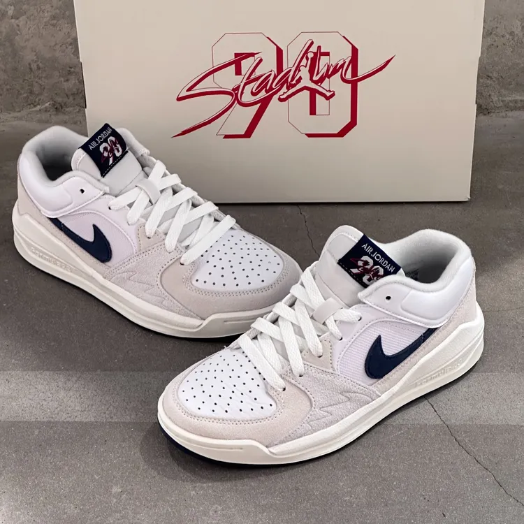 AIR JORDAN Stadium 90 男款低帮白蓝复古休闲运动篮球鞋官方正品