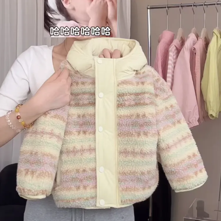 女童2025冬季新款加厚连帽棉服休闲百搭韩版冬季厚款宝宝棉服上衣