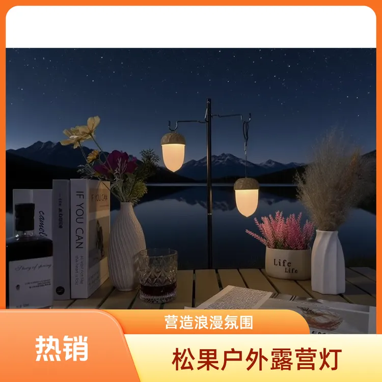 便携松果露营灯营地应急照明灯防水耐摔三档亮度调节48h续航