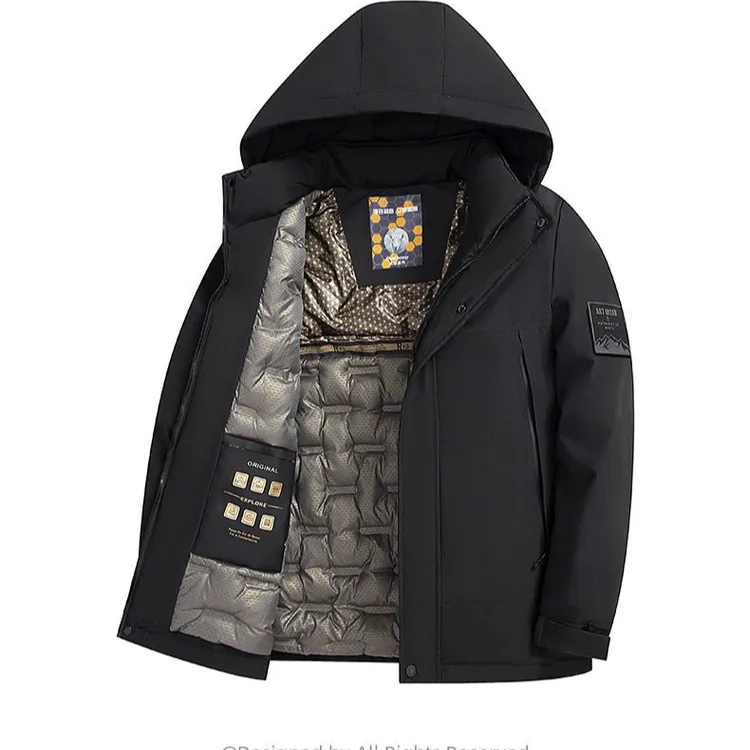 男士中老年爸爸装秋冬季防风防寒休闲商务保暖连帽棉服上衣2512