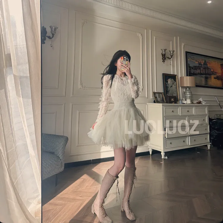【现货】LUOLUOZ【花境之恋】气质绝美设计感短款时尚连衣裙JF580
